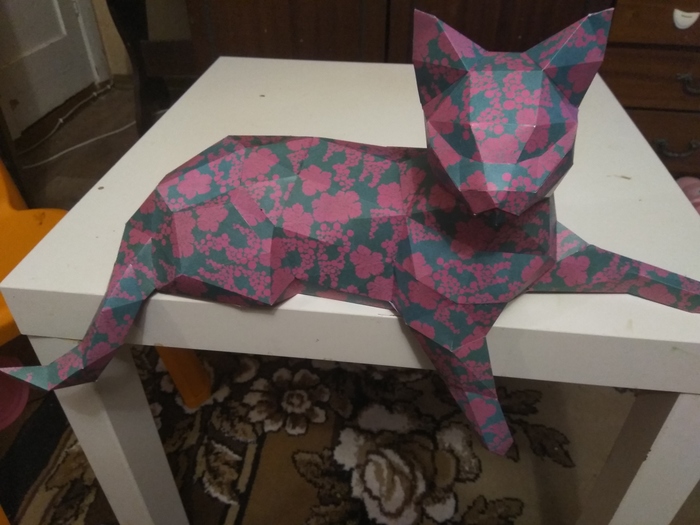 Another cat - My, Papercraft, cat, Paper, Craft paper, Pepakura