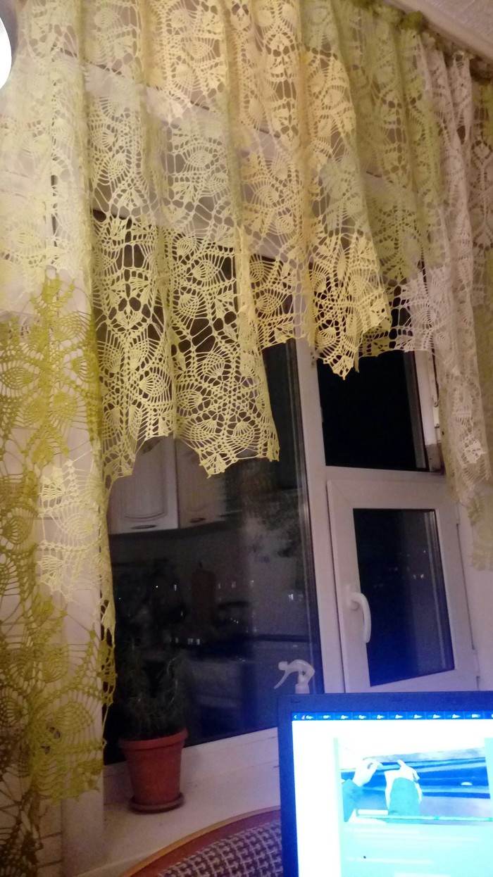 I crochet curtains - My, Curtains, Crochet, Hobby, Longpost, Needlework, Needlework without process