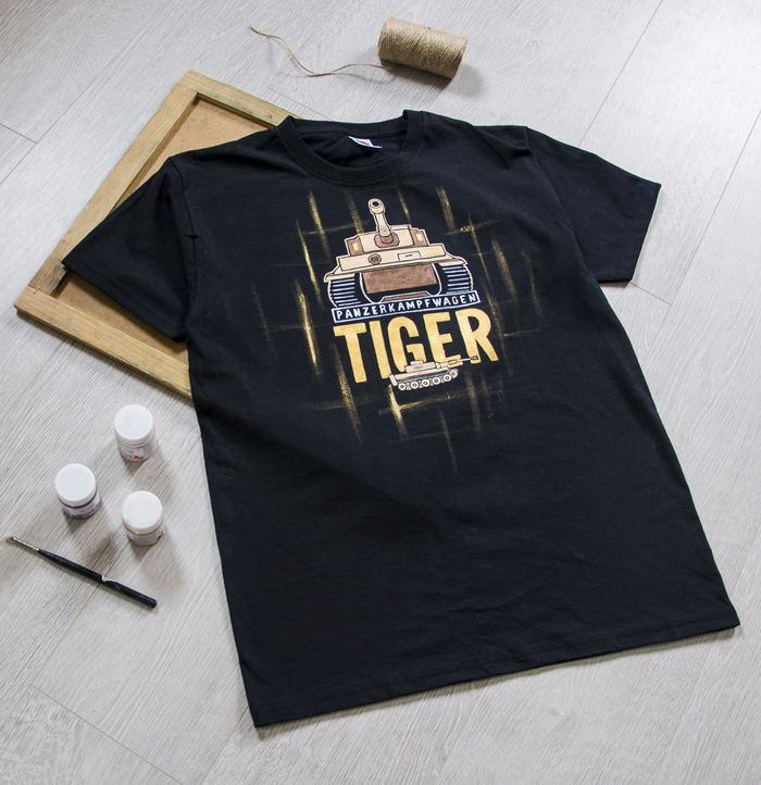 T-shirt with gold)) Hand-painted - My, Football, Tanks, Painting, Fashion, Style, Cloth, Longpost
