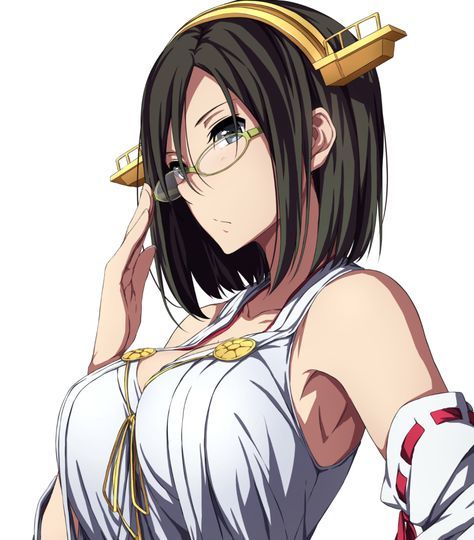 Kirishima (художник: sblack) - NSFW, Kantai Collection, Аниме, Anime Art, Kirishima, Megane, Сиськи, Длиннопост