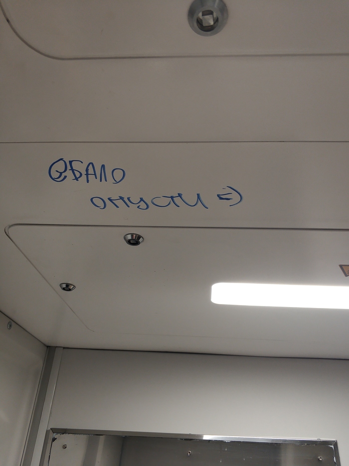 Smiled on the ceiling in the train - Inscription, Train, Mat