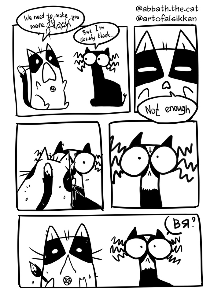 Not black enough - My, Friday tag is mine, Comics, Humor, cat, Drawing, Illustrations