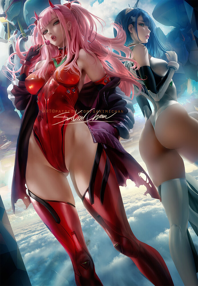 Anime Art - NSFW, Anime art, Anime, Darling in the Franxx, Zero two, Ichigo, Sakimichan, Ichigo (Darling in the Franxx)