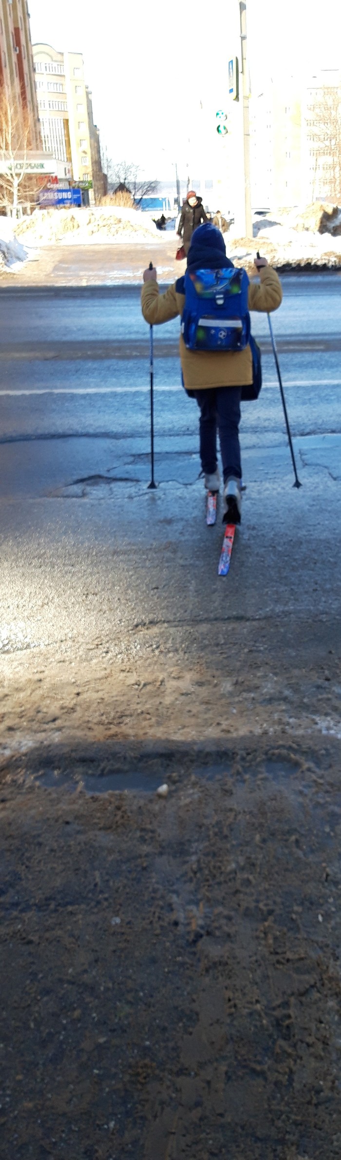 When you are an avid skier - Winter, Spring, Skis, Children, Crosswalk, Longpost