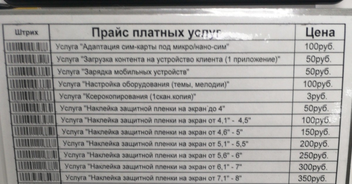 Прайс лист платных. Прейскурант платных услуг в салоне сотовой связи. Перечень услуг в салоне связи. Дополнительные услуги в салонах связи. Прайс на услуги в салоне связи.