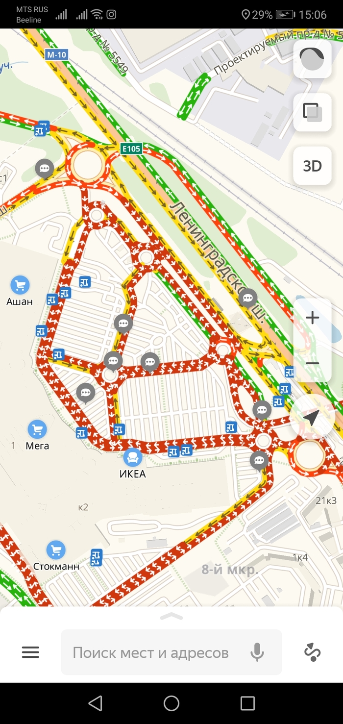 Meanwhile in Mega Khimki - My, Holidays, Yandex Traffic, Traffic jams, Screenshot