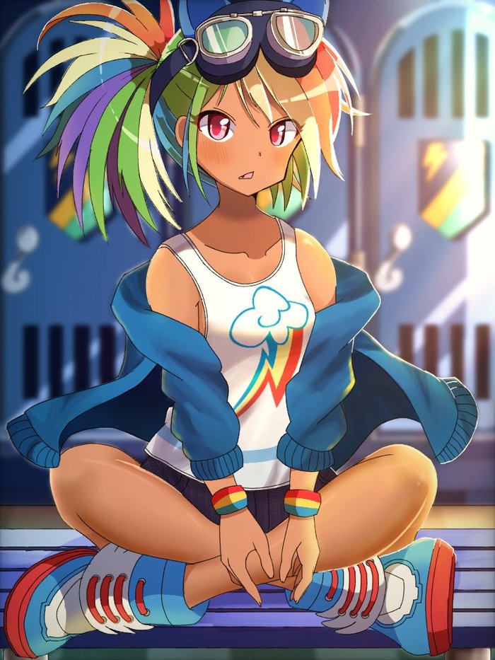 Rainbow girl - Anime, Not anime, My little pony, Rainbow, Rainbow dash, Humanization, Erufi, Anime art