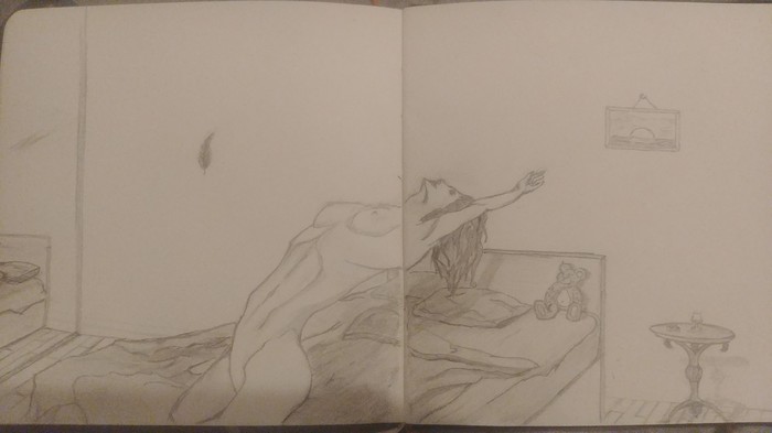 Night sketch - NSFW, My, Art, Pencil drawing