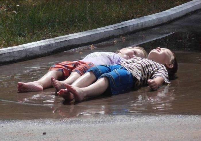 Looking forward to summer - Children, Summer, Expectation, Puddle