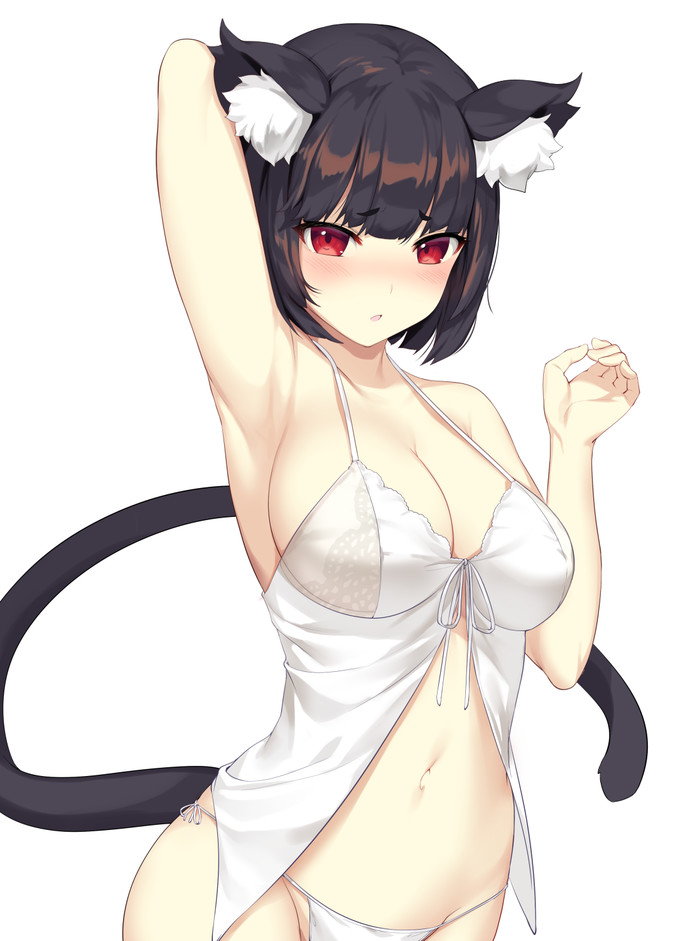 Art Confusion - NSFW, Anime Art, Аниме, Azur Lane, Yamashiro, Animal Ears, Грудь