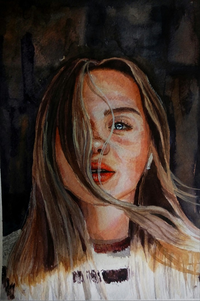 Who knows this blogger? I draw. I am learning to draw. I am learning to speak and understand. She motivates and inspires me. - My, Критика, Watercolor, Reasoning, Portrait, A life