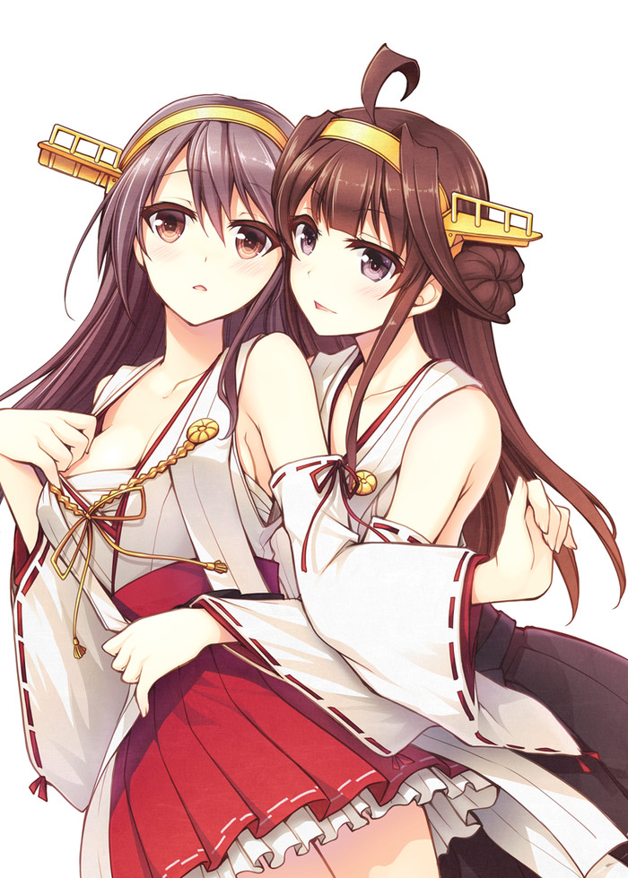 Haruna is fine - Anime, Anime art, Kantai collection, Kongou, Haruna, Yuri