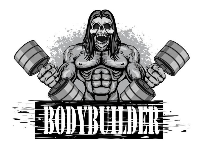 Bodybuilder with skull