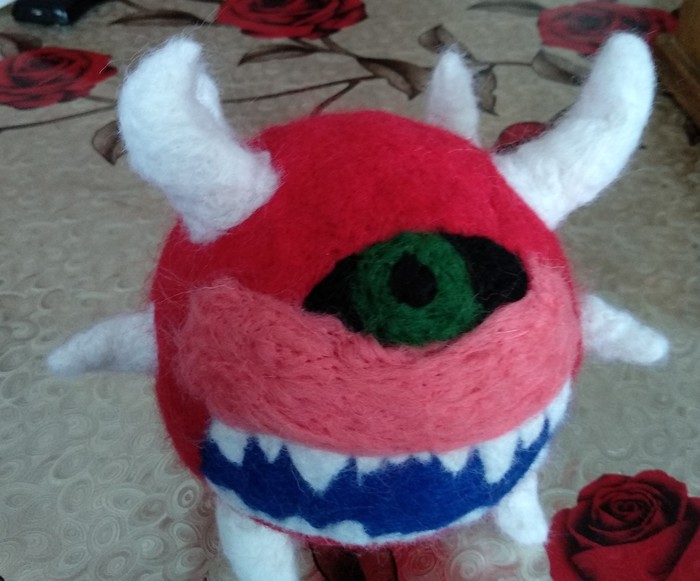 Cacodemon - My, Needlework without process, Dry felting, Computer games, Doom