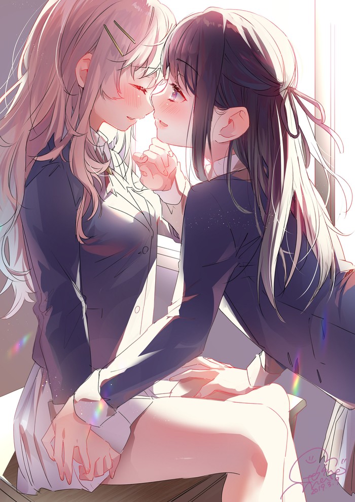 Anime lesbians making out