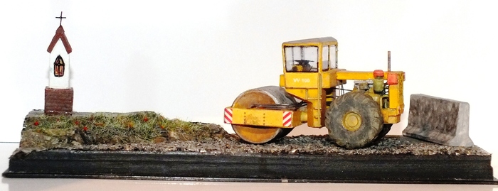 The road is being built. - My, Stand modeling, Paper modeling, Technics, Road repair, Longpost, Papercraft