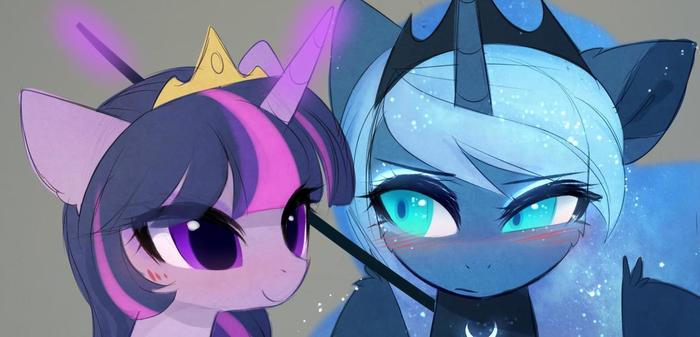   My Little Pony, Twilight Sparkle, Princess Luna, Magnaluna, MLP Lesbian, , Ponyart