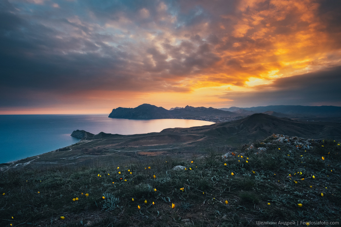 Spring in Crimea - My, Crimea, Sunset, The photo, Sea, Sky, Koktebel