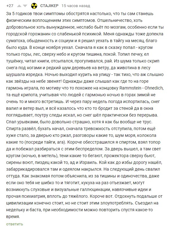 Про отшельничество - Скриншот, Комментарии, Отшельники, Комментарии на Пикабу, Одиночество, Крипота, Мат