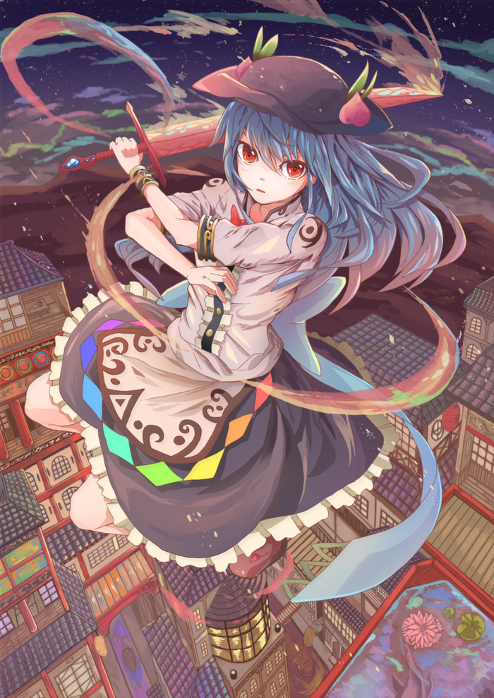 Hinanawi tenshi - Anime art, Anime, Hinanawi tenshi, Touhou, 