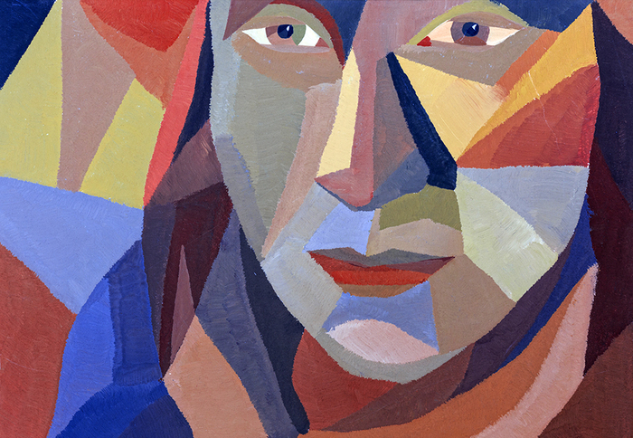 Self-portrait. 2004 Paper, gouache. 40x30 cm. - My, , Art, Painting, Portrait, Artist, Girls, Self-portrait, Gouache