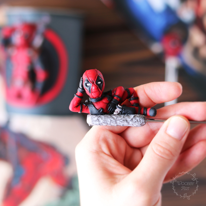 microdeadpool - My, Deadpool, Deadpool, Marvel, Polymer clay, Longpost, Needlework without process