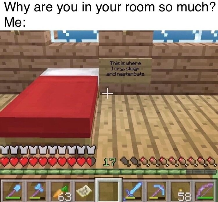 The place where I cry, sleep and masturbate - Minecraft, Life is pain, A life, Computer games