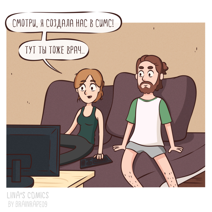 LINA'S COMICS #23 - sims - My, Comics, Linascomics, Author's comic, Humor, Doctors, The sims, Longpost