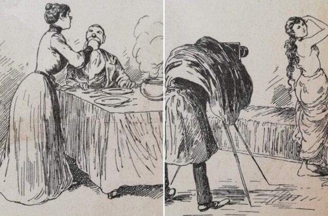 Illustrations from a magazine of the late 19th century: How a good wife should behave - Retro, Old photo, Picture with text, Humor, Longpost, Wife, Husband, Advice, Family