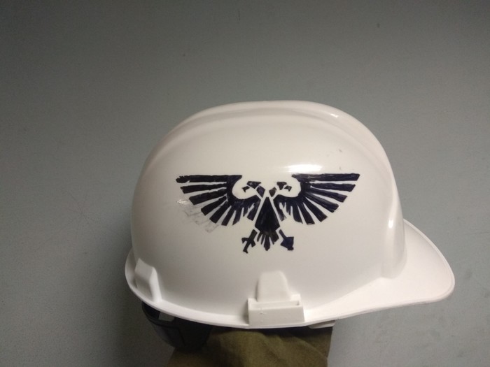 Safety and loyalty to the Imperium above all else! - My, Helmet, Warhammer 40k, Crooked hands, Safety engineering