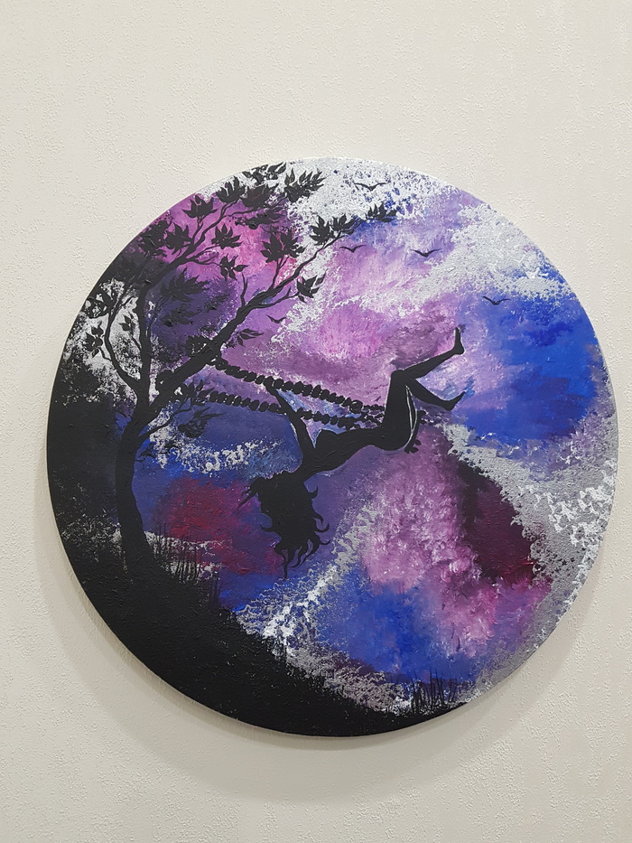 Friday is mine. I love round canvases - Creation, Acrylic, Canvas, Liberty, Girls, Painting, My, Painting