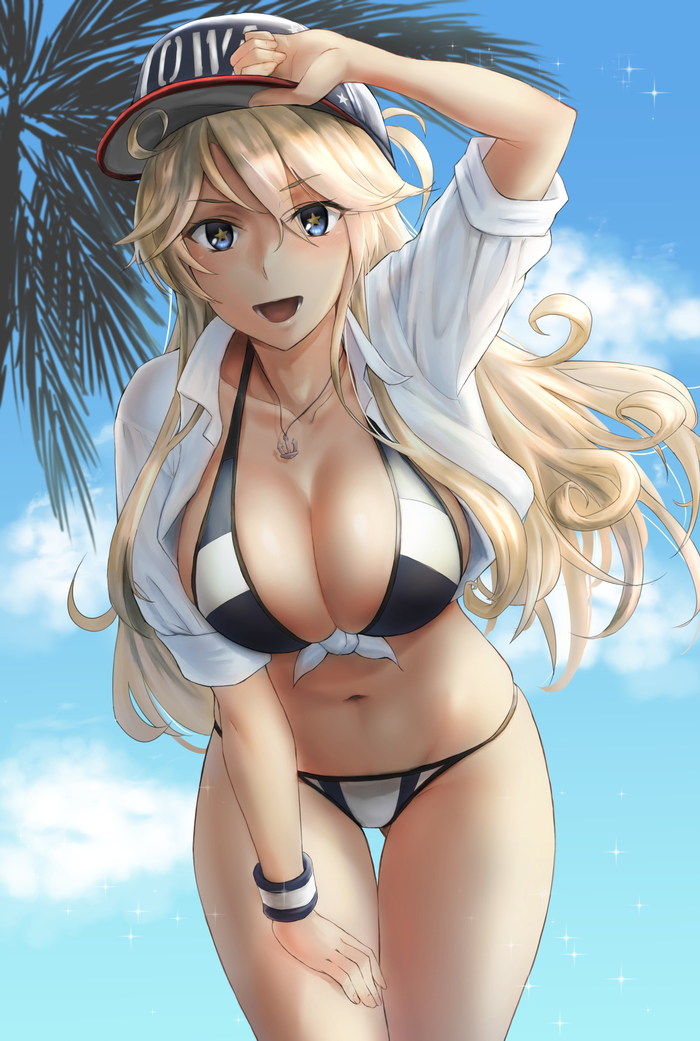 Iowa (Artist: Kokuzoo) - NSFW, Kantai collection, Anime, Anime art, Uss Iowa, Swimsuit, Boobs