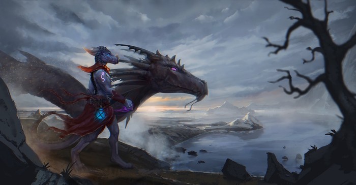 Traveler's Journey - Furry, Art, The Dragon, Nature, Fantasy, Latex-Artist, Sunset