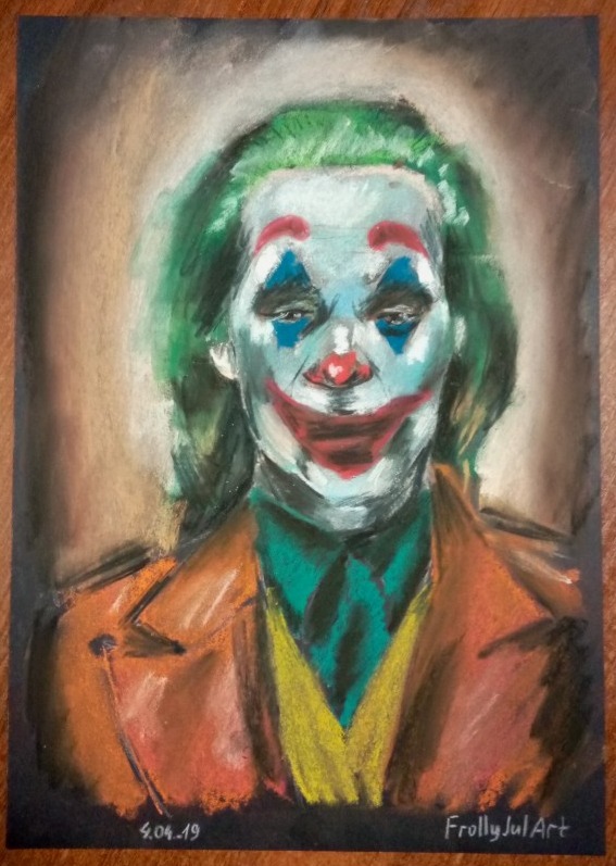 Joker, Joaquin Phoenix - My, Joker, Joaquin Phoenix, Dry pastel, Beginner artist, Portrait by photo