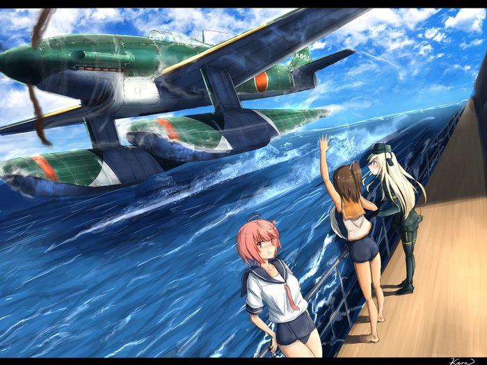 Aichi M6A1 Seiran - Kantai Collection, Аниме, Anime Art, i-58, i-401, u-511, M6a1 Seiran