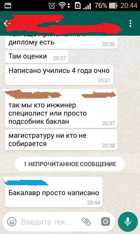 Бакалавр - Моё, Whatsapp, Переписка, Скриншот, Бакалавр, Чат, Одногруппники, Диплом, Тупость, Длиннопост