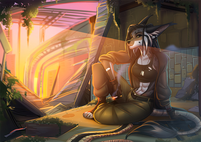 Looks into the distance - Kammi-Lu, Furry, Art, Town