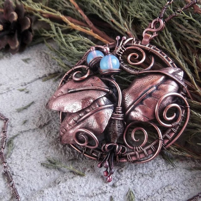 Braided copper medallion. - My, Handmade, Wire wrap, Needlework with process, Copper, Longpost, Medallion