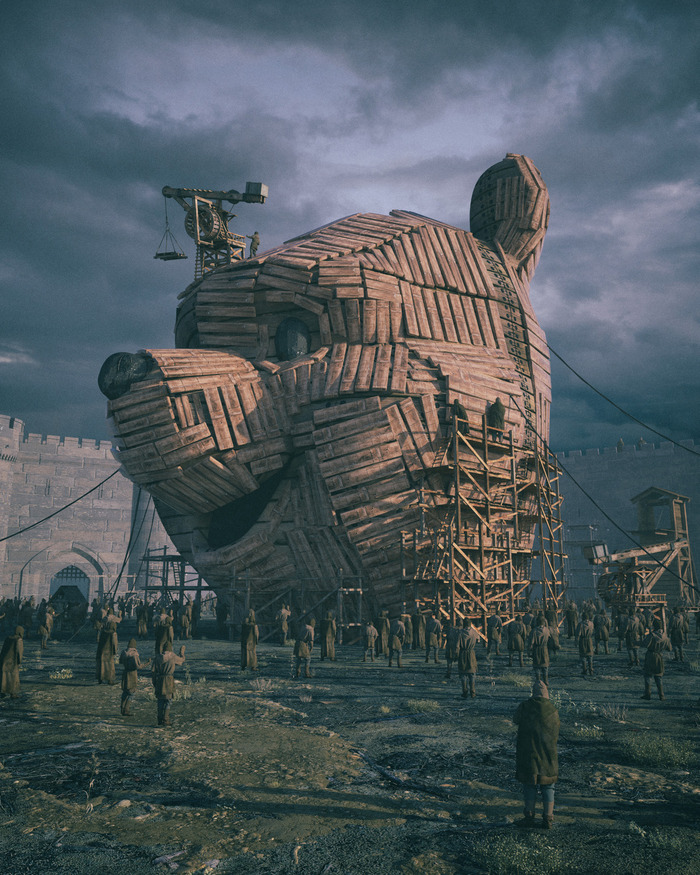 If Troy was filmed by Disney. - Trojan horse, Winnie the Pooh, Funny, Humor, Walt disney company, Beeple