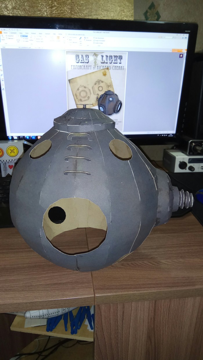 Diver's helmet. - My, Modeling, Cardboard, Diver, Scale model, Longpost