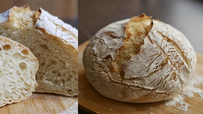 BREAD WITHOUT Kneading Just 5 Minutes Of Your Time And A Little Patience - My, Bread, Bakery products, Video recipe, Cooking, Video