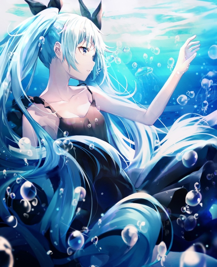 Deep sea girl - Аниме, Не аниме, Vocaloid, Hatsune Miku, Deep Sea Girl, Anime Art