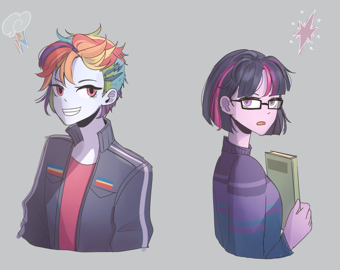 Short Hair My Little Pony, Equestria Girls, Twilight Sparkle, Rainbow Dash, Looknamtcn