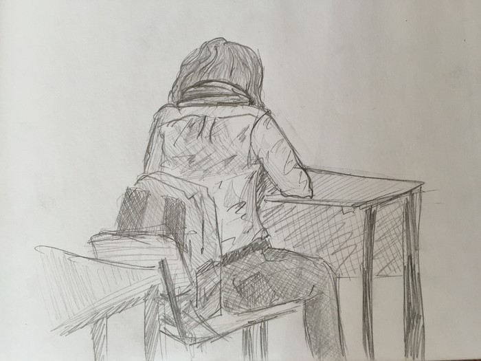 Dd - My, Back, Pencil drawing, Sketch, Longpost