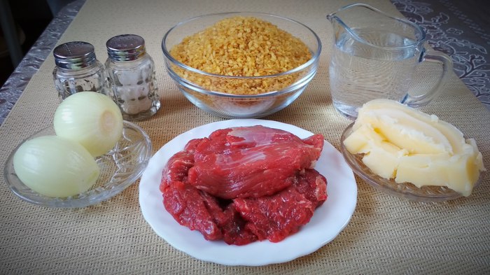 Bulgur with beef - a hearty lunch! - My, Recipe, Chew-Ka!, Cooking, Longpost, Bulgur, Beef, Meat, Dinner