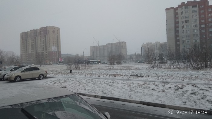 Весна покинула Омск. 17 апреля 2019 года - Моё, Омск, Весна, Летняя резина, Пробки, Снегопад, Длиннопост