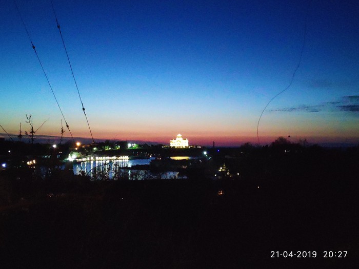 Вечер, вербное воскресенье, храм на Херсонесе. - Моё, Красота, Фотография, Храм, Владимирский Собор