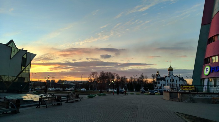 We meet spring - My, Spring, Evening, Sunset, Church, Kemerovo, Positive, The photo