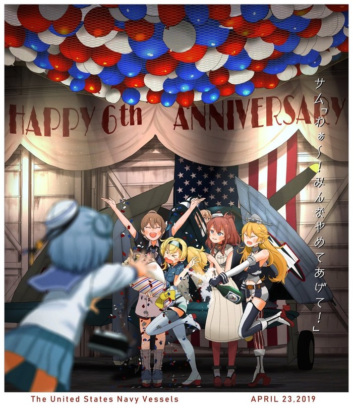 Happy 6th Anniversary, Naval Collection. - Kantai collection, Iowa, Gambier bay, Intrepid, Johnston, Samuel B Roberts, Saratoga