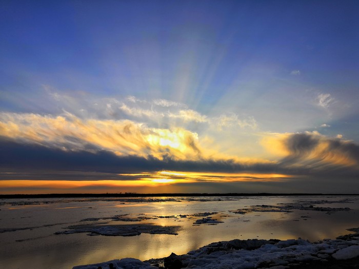Golden sunset - My, Khabarovsk, Amur River, Sunset, Embankment, Spring